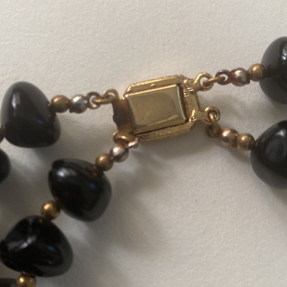 Vintage Statement Necklace Tortoise Shell And Bla… - image 5